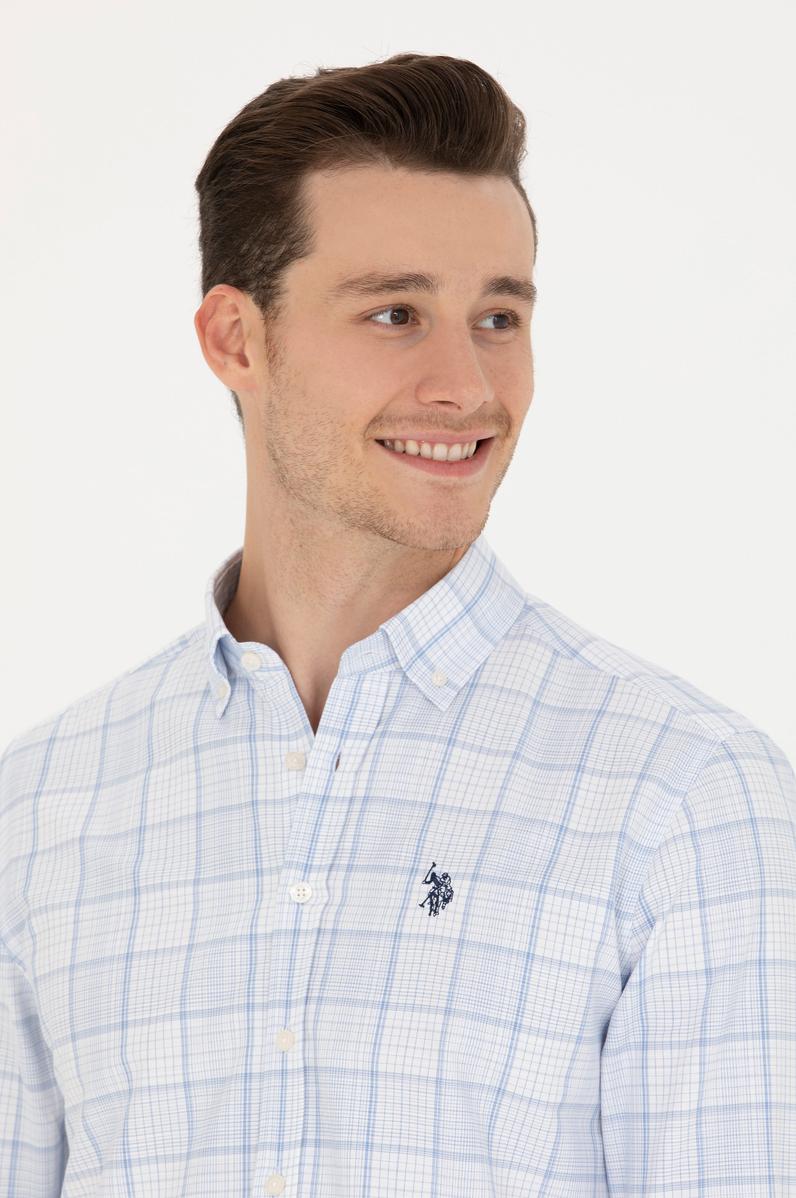 Erkek Ekoseli Mavi Gömlek