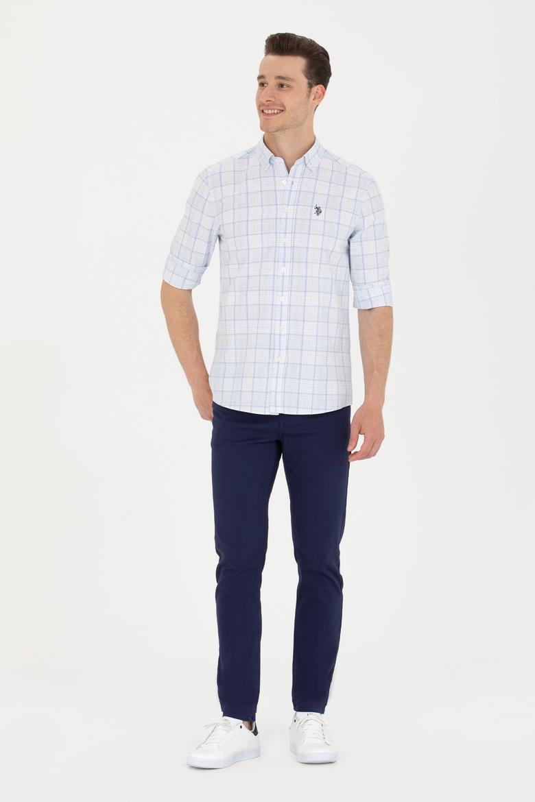 Erkek Ekoseli Mavi Gömlek - 50266126024