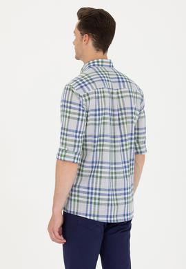 Erkek Ekoseli Saks Gömlek - 50266127014