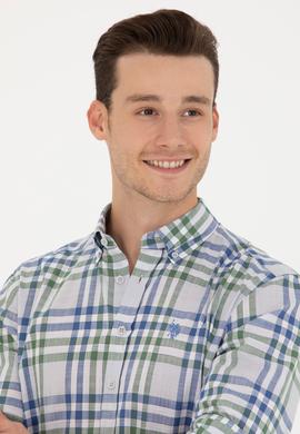 Erkek Ekoseli Saks Gömlek - 50266127014
