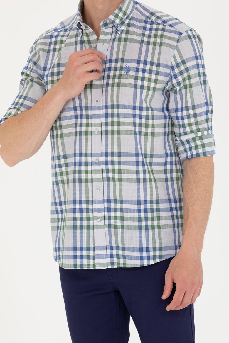 Erkek Ekoseli Saks Gömlek - 50266127014