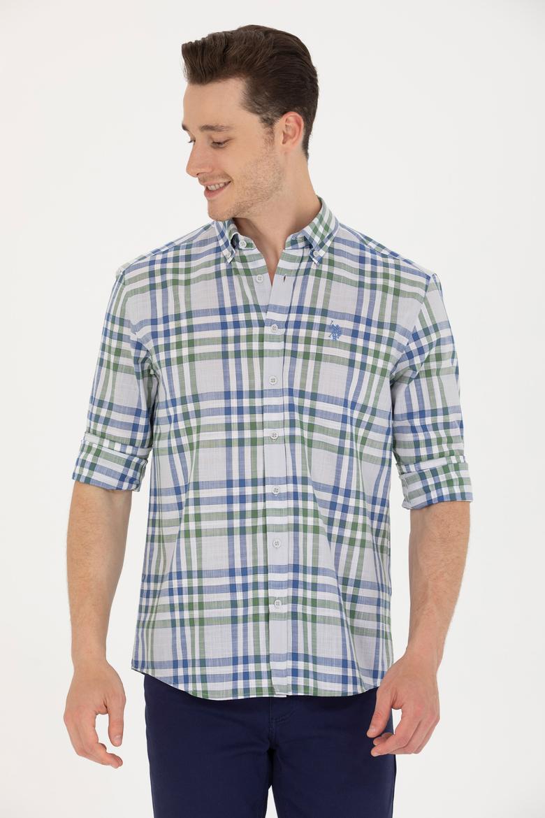 Erkek Ekoseli Saks Gömlek - 50266127014