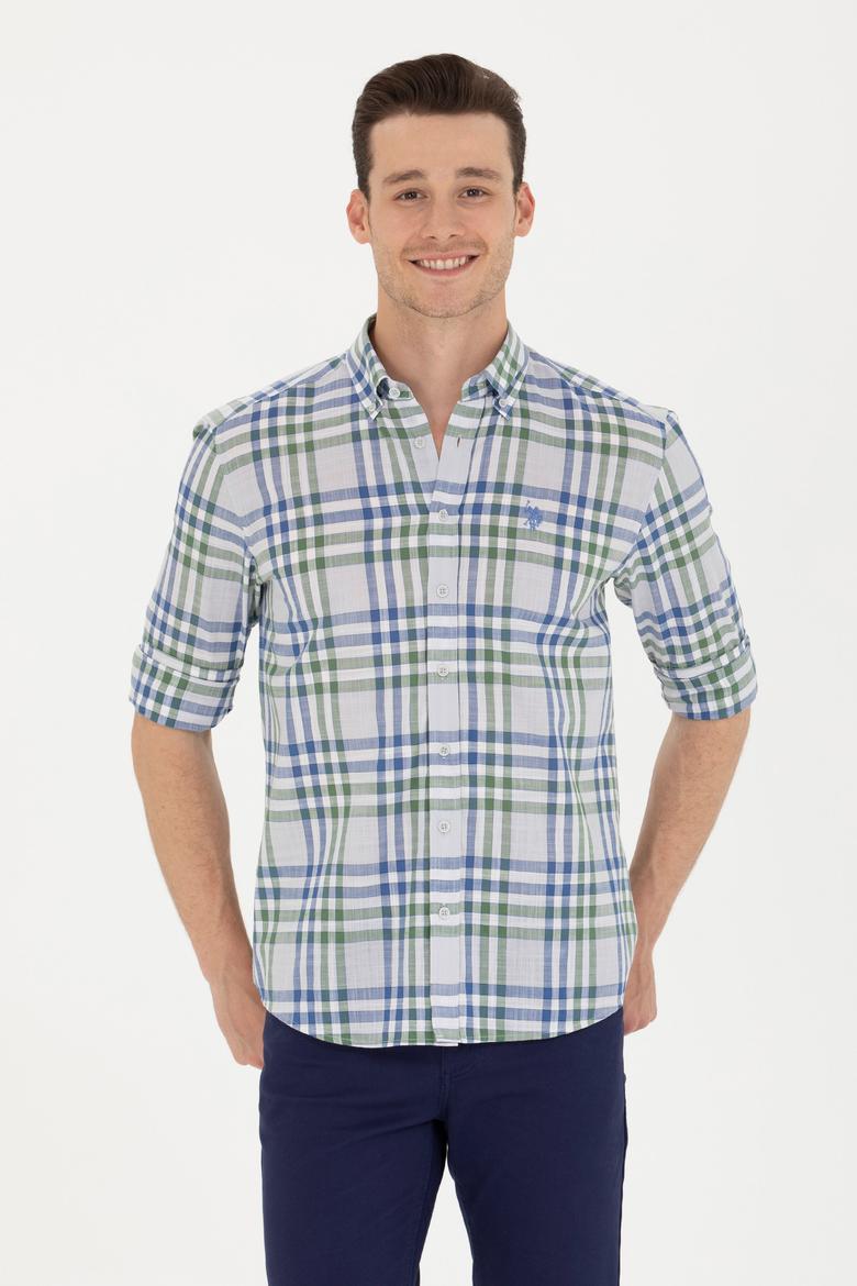 Erkek Ekoseli Saks Gömlek