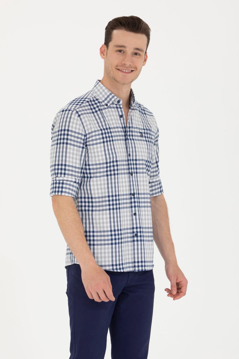 Erkek Ekoseli Lacivert Gömlek - 50266130033