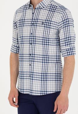 Erkek Ekoseli Lacivert Gömlek - 50266130033