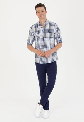 Erkek Ekoseli Lacivert Gömlek - 50266130033