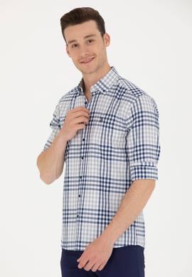 Erkek Ekoseli Lacivert Gömlek - 50266130033