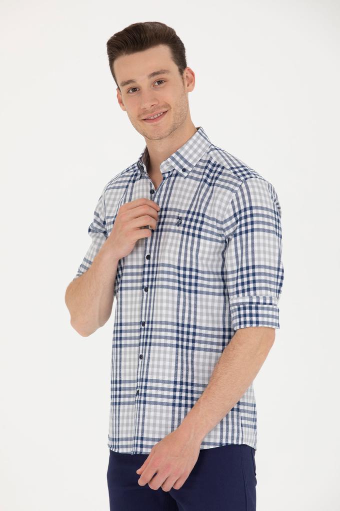 Erkek Ekoseli Lacivert Gömlek