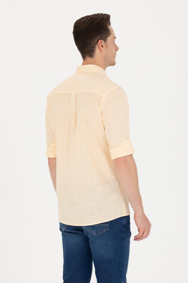 Erkek Sarı Uzun Kollu Gömlek - 50267647019