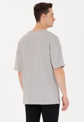 Erkek Gri Long Fit Bisiklet Yaka Tişört - 50264941028