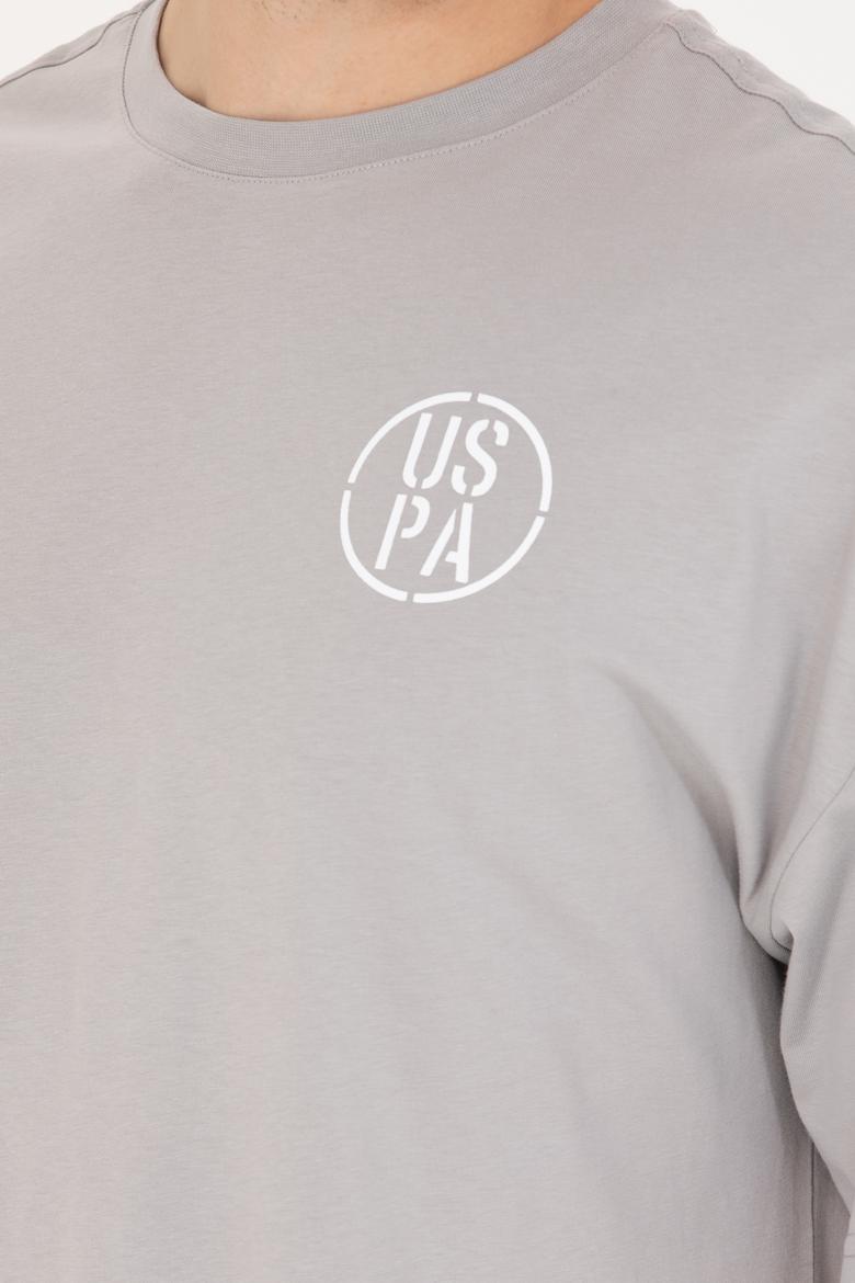 Erkek Gri Long Fit Bisiklet Yaka Tişört - 50264941028