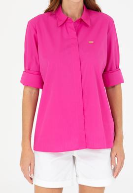 Kadın Fuşya Uzun Kollu Gömlek - 50266558036