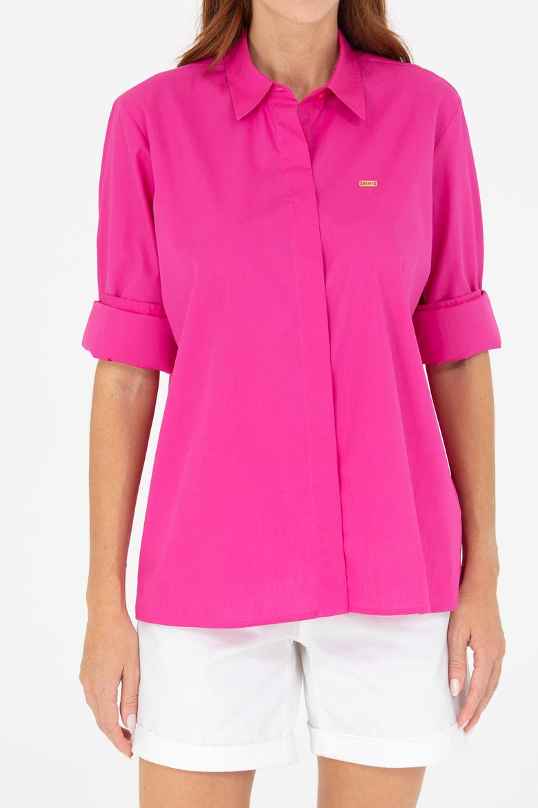 Kadın Fuşya Uzun Kollu Gömlek - 50266558036