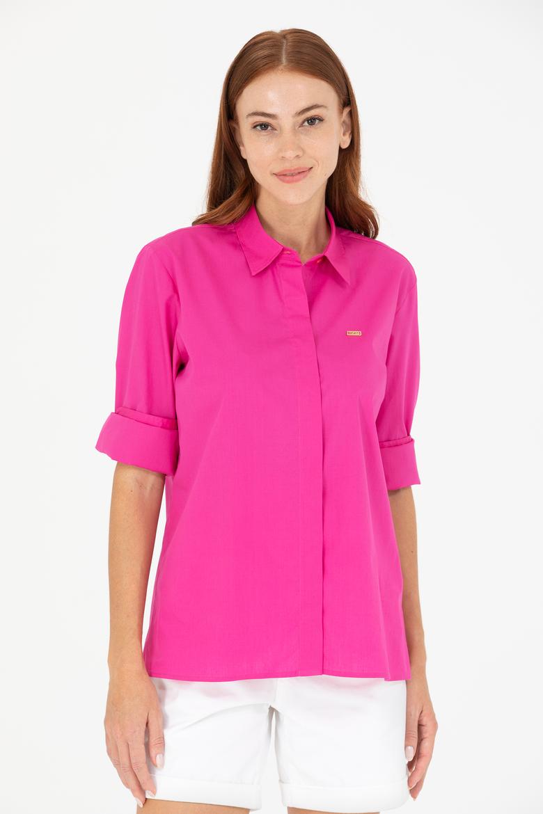 Kadın Fuşya Uzun Kollu Gömlek - 50266558036