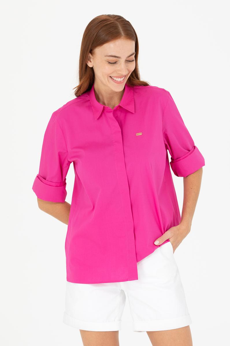 Kadın Fuşya Uzun Kollu Gömlek