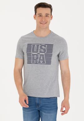 Erkek Gri Melanj Bisiklet Yaka Tişört - 50264962036