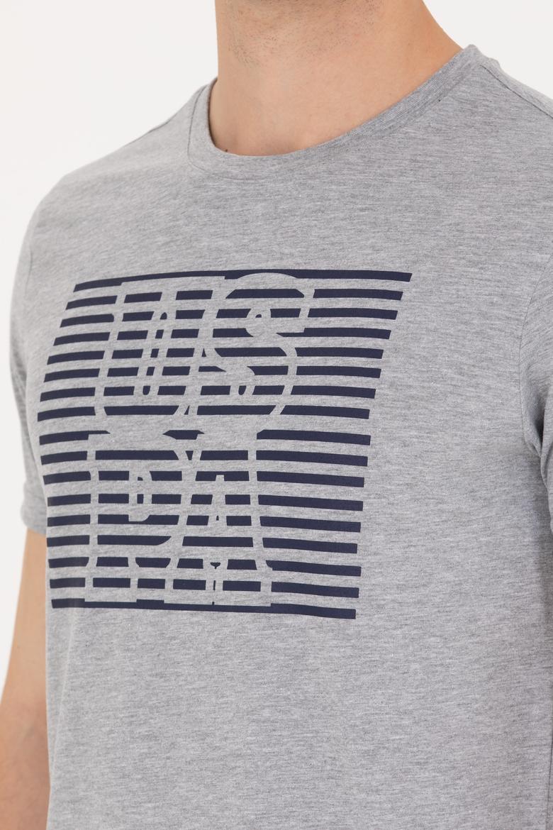 Erkek Gri Melanj Bisiklet Yaka Tişört - 50264962036