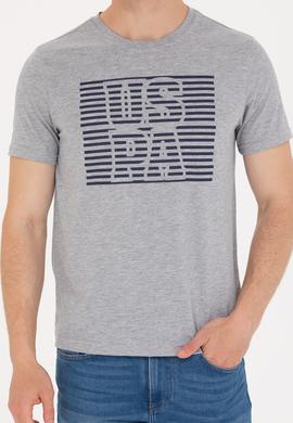 Erkek Gri Melanj Bisiklet Yaka Tişört - 50264962036