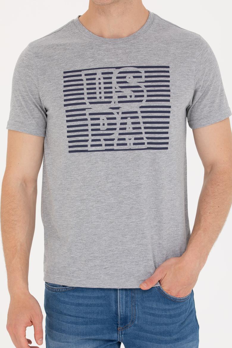Erkek Gri Melanj Bisiklet Yaka Tişört - 50264962036