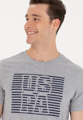 Erkek Gri Melanj Bisiklet Yaka Tişört - 50264962036