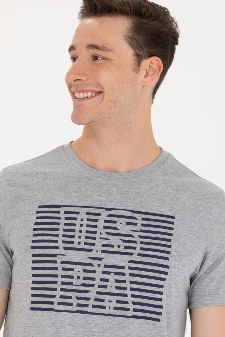 Erkek Gri Melanj Bisiklet Yaka Tişört - 50264962036