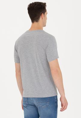 Erkek Gri Melanj Bisiklet Yaka Tişört - 50264962036