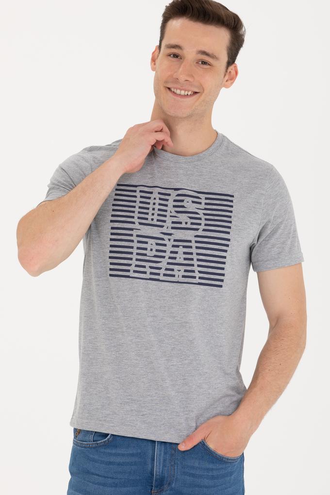 Erkek Gri Melanj Bisiklet Yaka Tişört
