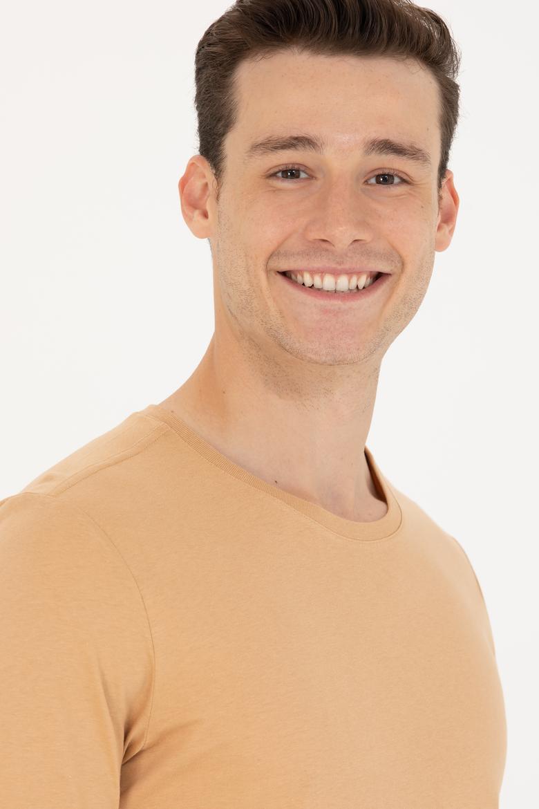 Erkek Camel Bisiklet Yaka Tişört - 50264965031