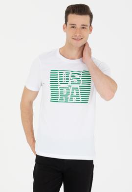 Erkek Beyaz Bisiklet Yaka Tişört - 50264962011