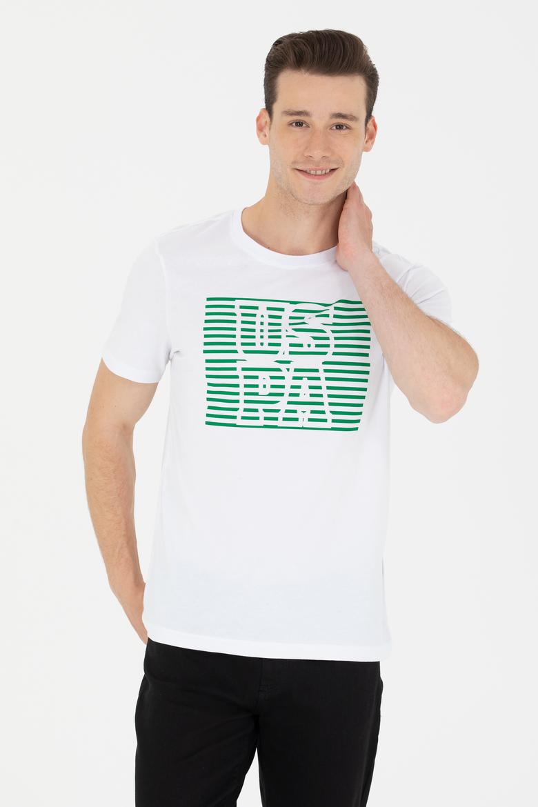 Erkek Beyaz Bisiklet Yaka Tişört - 50264962011