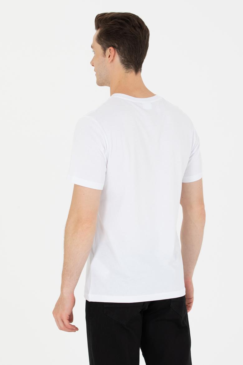 Erkek Beyaz Bisiklet Yaka Tişört - 50264962011