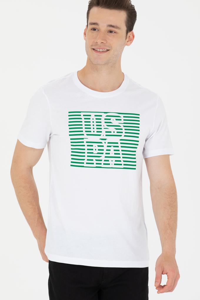 Erkek Beyaz Bisiklet Yaka Tişört