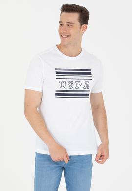 Erkek Beyaz Bisiklet Yaka Tişört - 50264961020