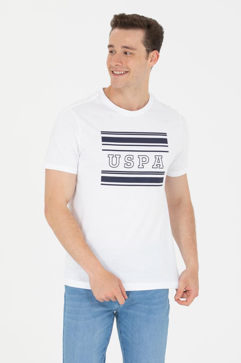 Erkek Beyaz Bisiklet Yaka Tişört