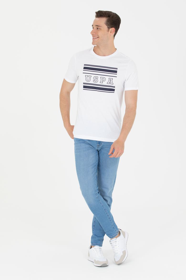 Erkek Beyaz Bisiklet Yaka Tişört - 50264961020