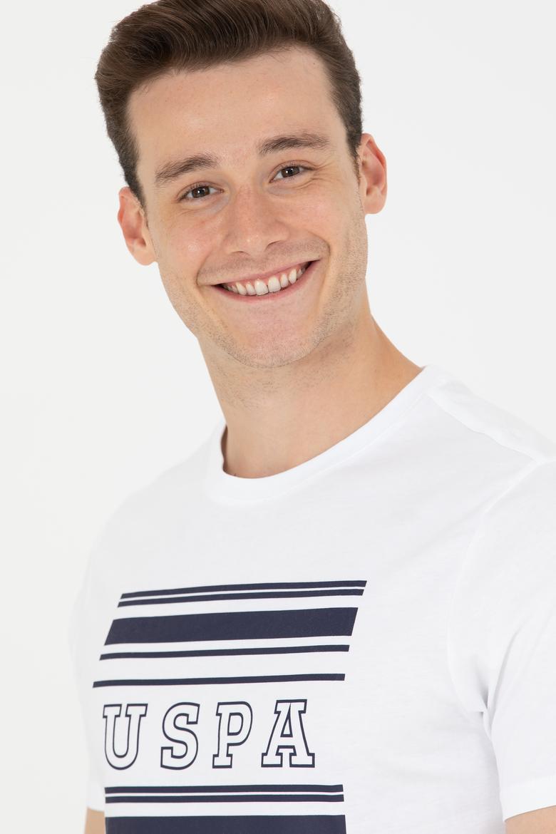 Erkek Beyaz Bisiklet Yaka Tişört - 50264961020