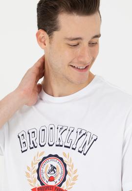 Erkek Beyaz Comfort Bisiklet Yaka Tişört - 50264933069