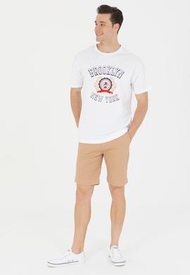 Erkek Beyaz Comfort Bisiklet Yaka Tişört - 50264933069