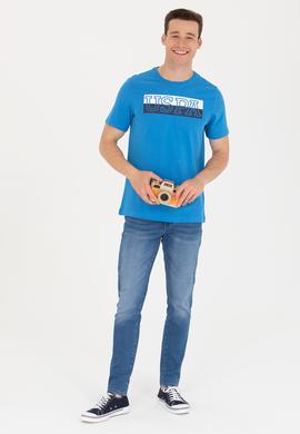 Erkek Saks Bisiklet Yaka Tişört - 50264954026