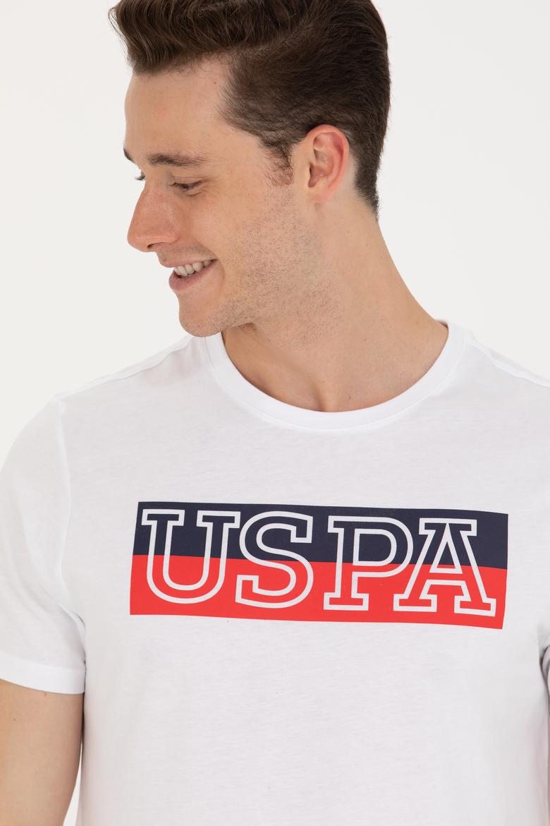 Erkek Beyaz Bisiklet Yaka Tişört - 50264954057