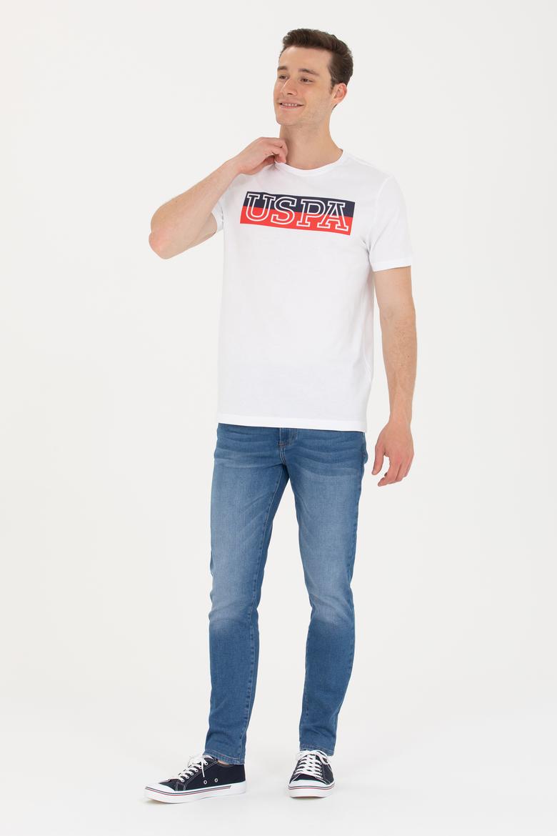 Erkek Beyaz Bisiklet Yaka Tişört - 50264954057