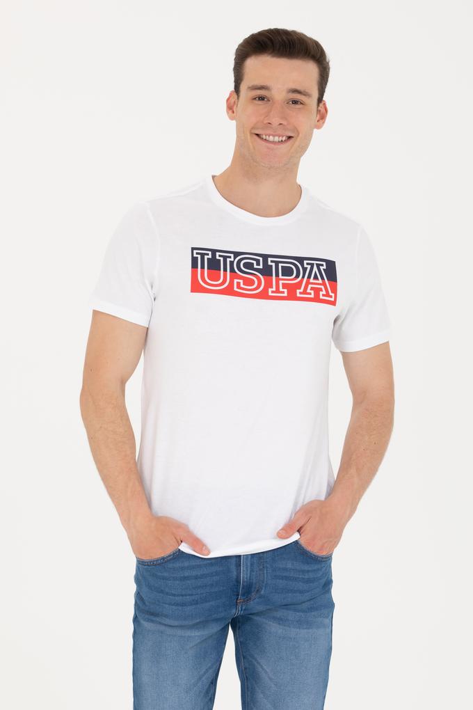 Erkek Beyaz Bisiklet Yaka Tişört