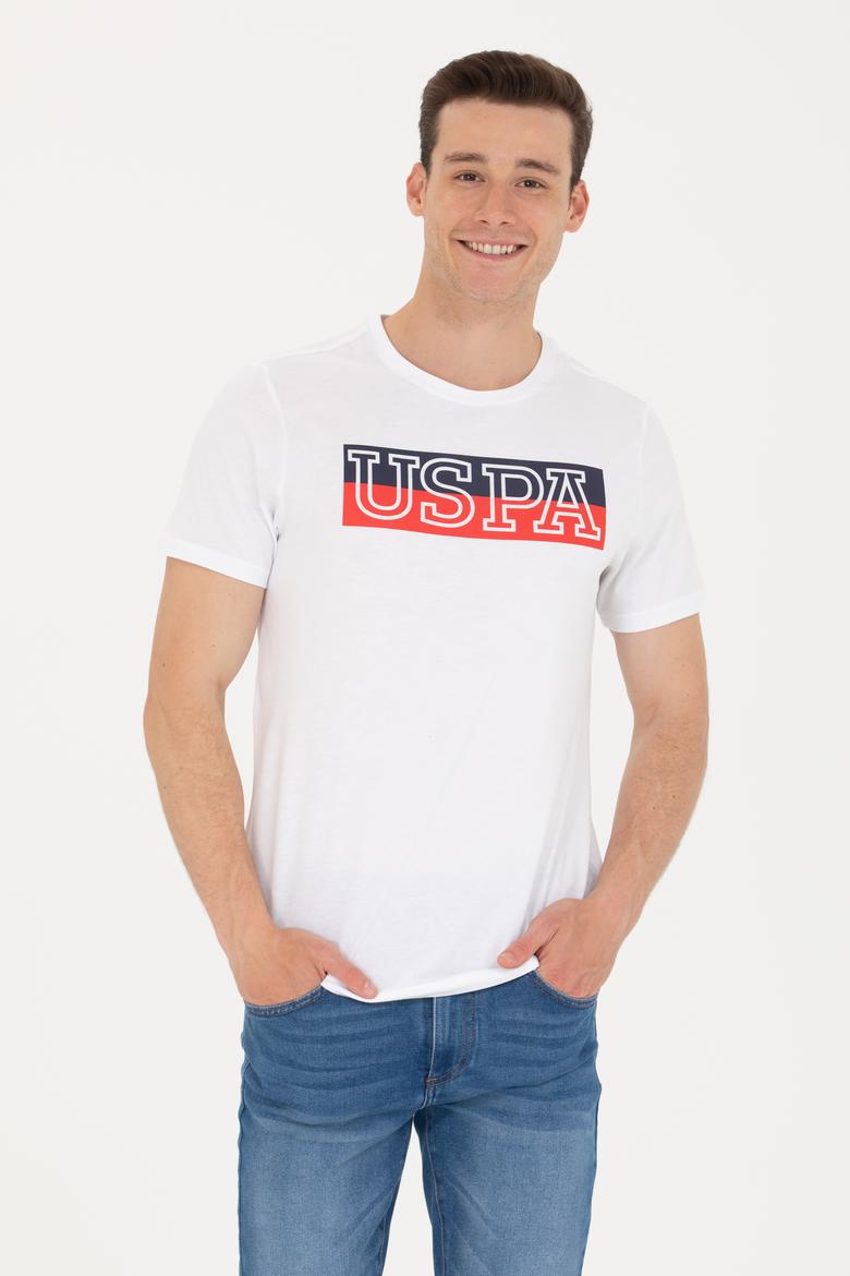 Erkek Beyaz Bisiklet Yaka Tişört