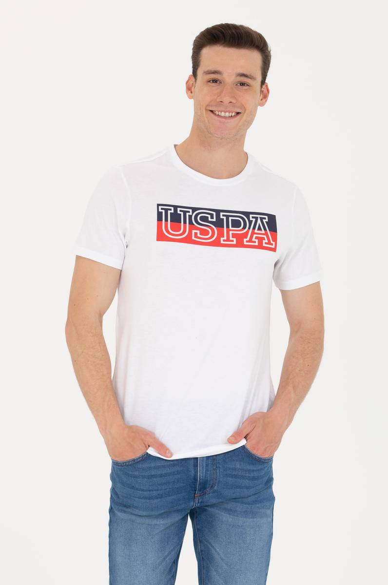 Erkek Beyaz Bisiklet Yaka Tişört