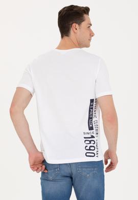 Erkek Beyaz Bisiklet Yaka Tişört - 50264936003