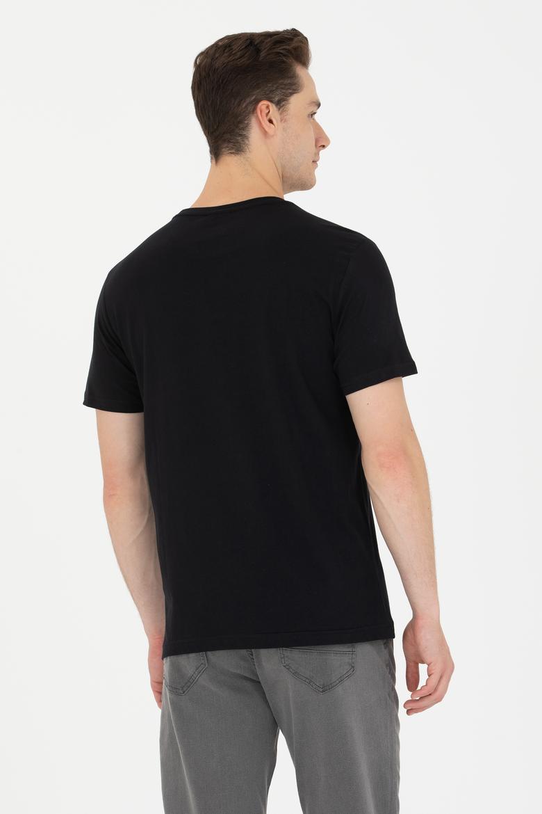 Erkek Siyah Bisiklet Yaka Tişört - 50264954061