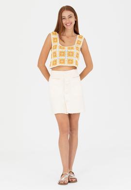 Kadın Krem Kare Yaka Kazak - 50262463003