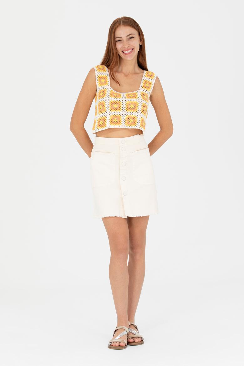 Kadın Krem Kare Yaka Kazak - 50262463003