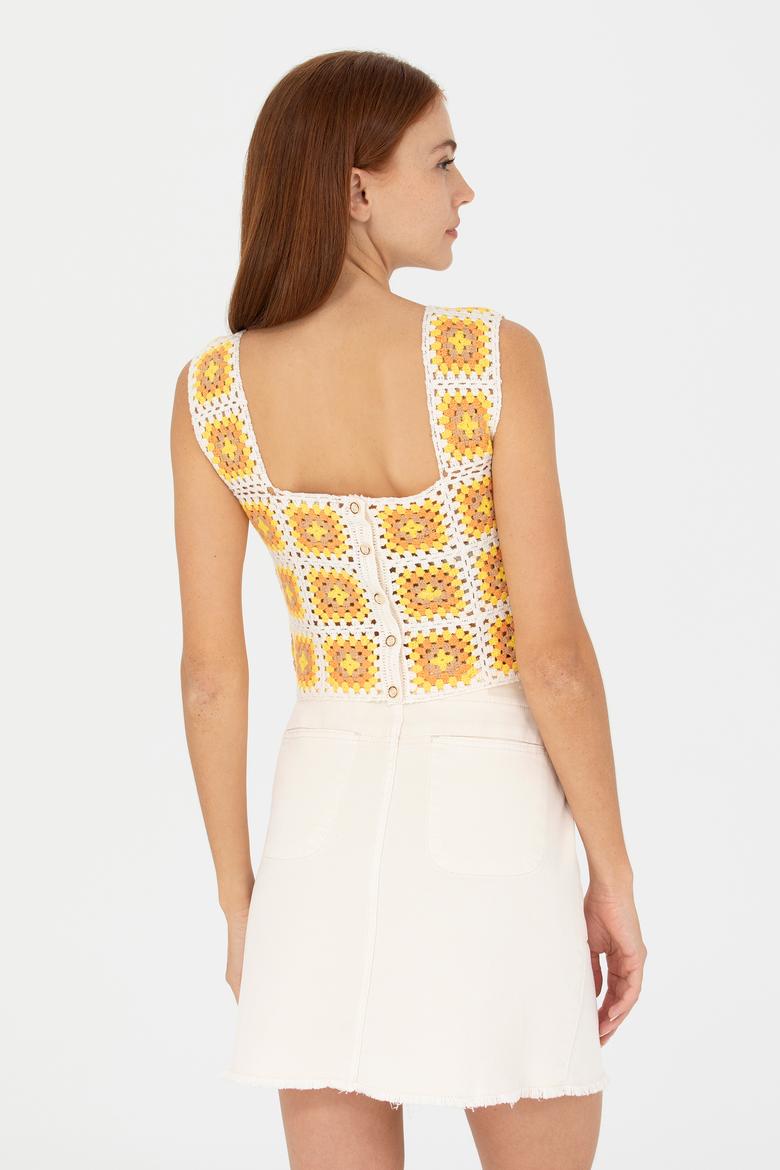 Kadın Krem Kare Yaka Kazak - 50262463003