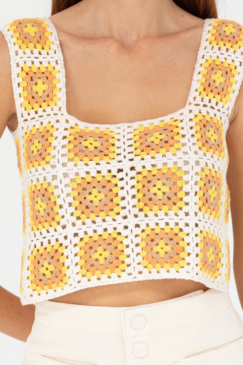 Kadın Krem Kare Yaka Kazak - 50262463003